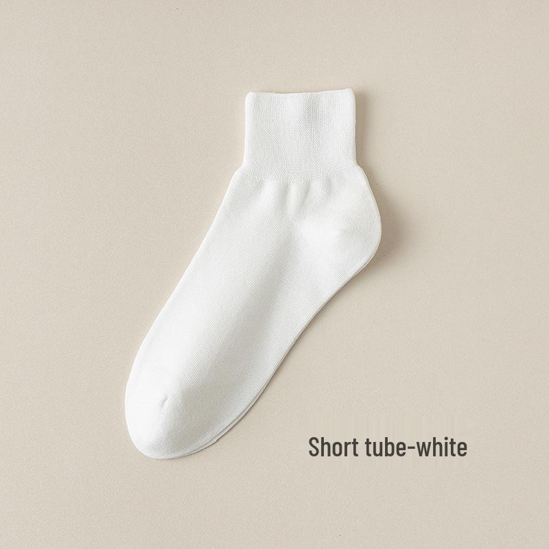 Women's Pure Cotton Short Socks - Lightweight, Breathable, Sweat-Absorbent, Solid Color (Spring/Summer)