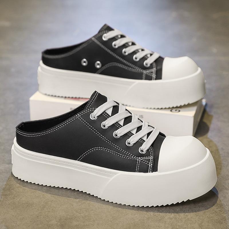 

Summer new elastic band half tray flat bottom casual sports men s shoes large mesh breathable one pedal men s board shoes 39