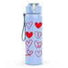 1PC Simple Red Hearts Collage Graphic,750ml Color Plastic Sports Water Bottle,Leakproof Flip Straw Lid,Suitable for Sports Office Home Use