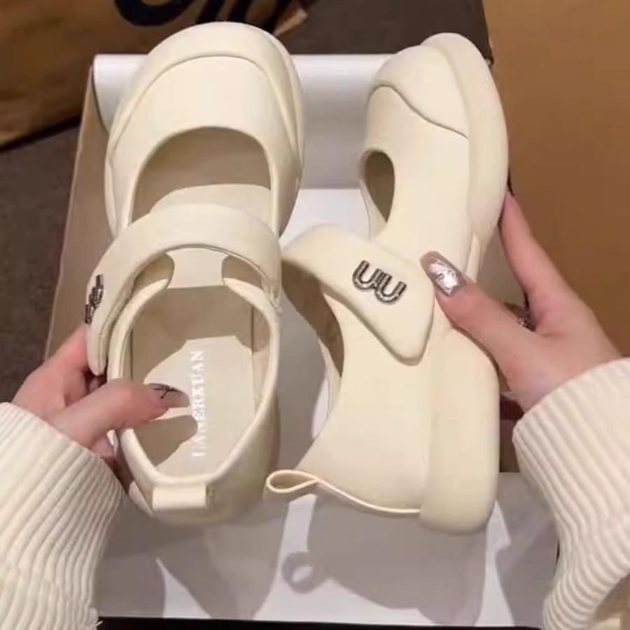 Women's 2025 Mary Jane Sandals: Thick Sole, Soft Leather, Velcro Closure, Comfortable Summer Shoes