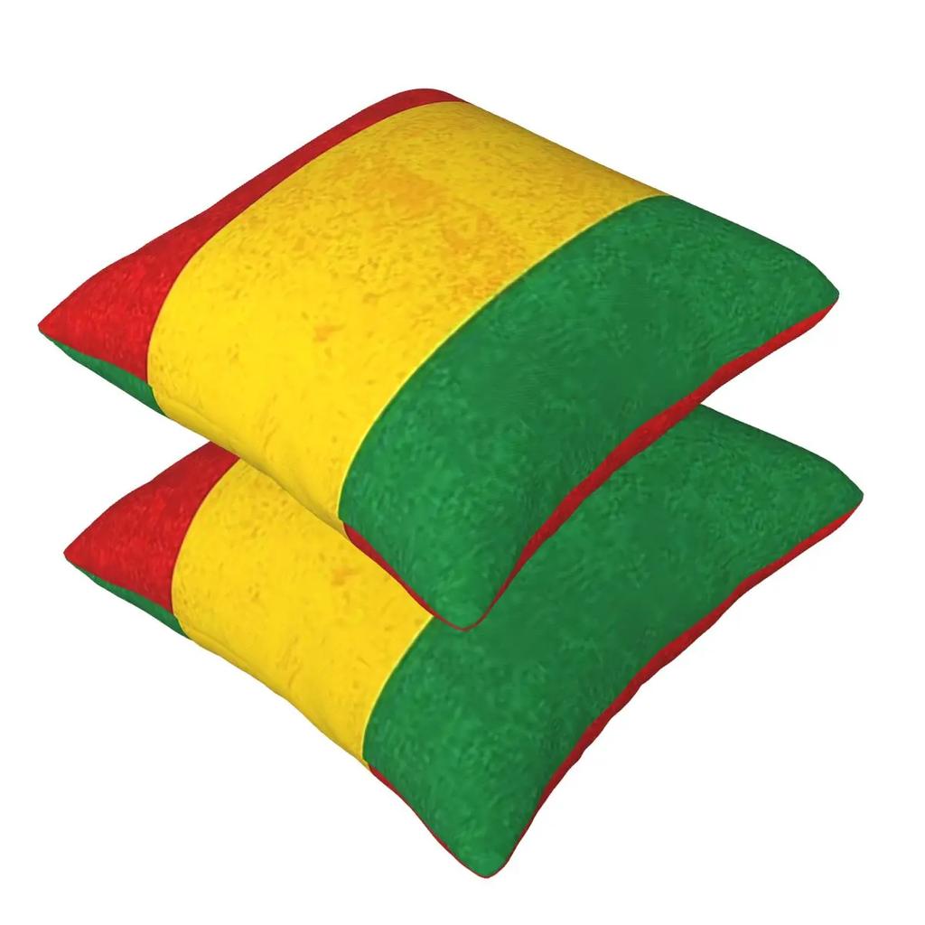 Jamaican Reggae Rasta Lion Jamaica Flag 2 Pcs Square Pillowcase Pillow Cover Cushion Throw Pillow For Home Car