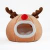 Pet Cat Bed House Cute Elk-shaped Kennel Nest Winter Warm Puppy Kitten Bed Cushion Comfortable Cat House Cave Christmas Pets Pad