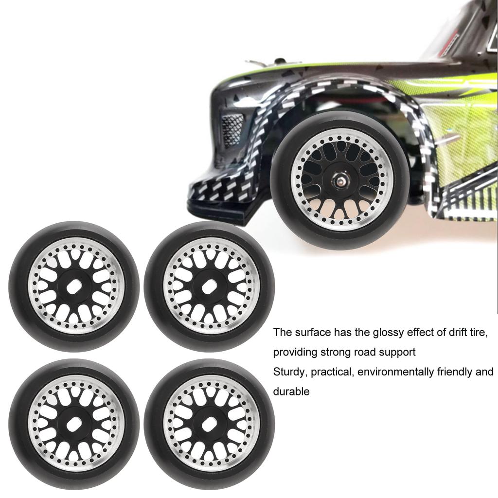 4pcs RC Drift Tire Aluminum Alloy Stable Flexible Drift Car Tyre for   1Celsius28 RC Car