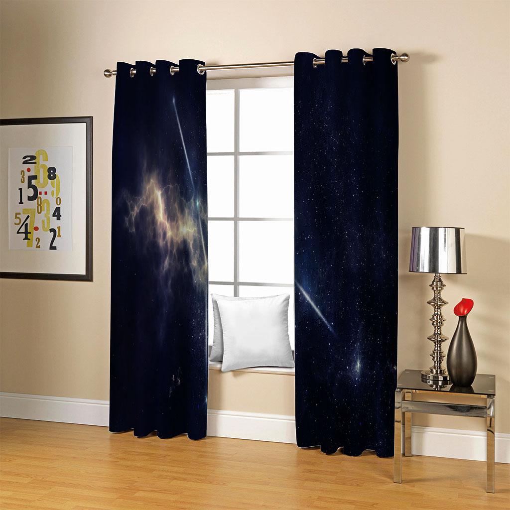 

Galactic Night Starry Sky Theme Sunshade Curtain Boy Bedroom Area Living Space Balcony Area Classic Thin Curtain 100W130H(CM)40x51in&Hook