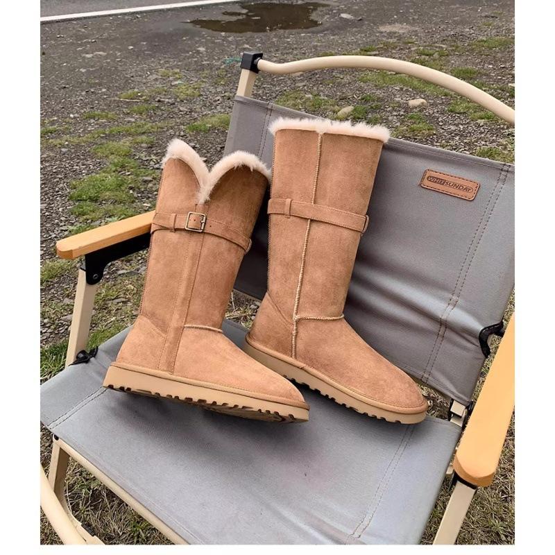 Two Wear Brown Thick-soled Fluffy High Boots 2025 Winter Velvet Medium Tube Cotton Shoes To Keep Warm Northeast Snow Boots Women