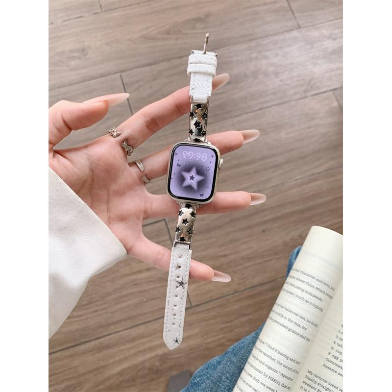 Star Denim Watch Strap for Apple 11th Gen, Huawei GT6, and Xiaomi 9 Pro Female Models