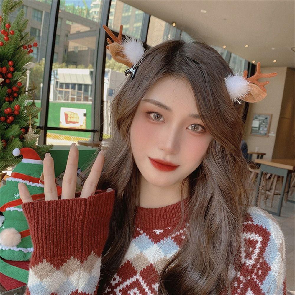 Party Headwear Duckbill Clip Bangs Clip Christmas Hair Clips Antler Hairpins Women Barrettes