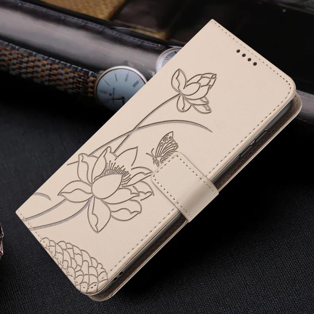 Étui Portefeuille en Cuir à Fleurs en Relief 3D avec Support Livre Pour iPhone 17 16 15 Pro Max Samsung S25 Xiaomi Redmi Note 14 Honor Oppo Fentes pour Cartes Rabat