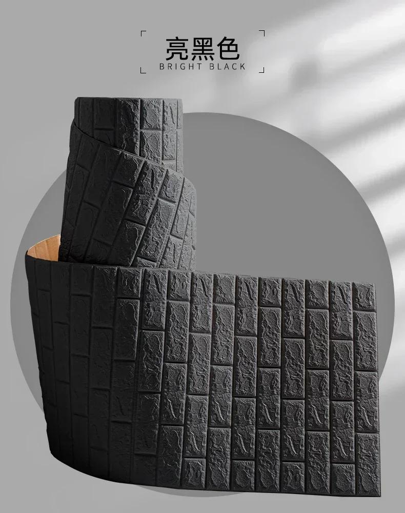 3D Soft Foam Brick Wallpaper Sticker Roll DIY Self Adhesive Living Room Home Kitchen Bathroom Decorative Wall Paper