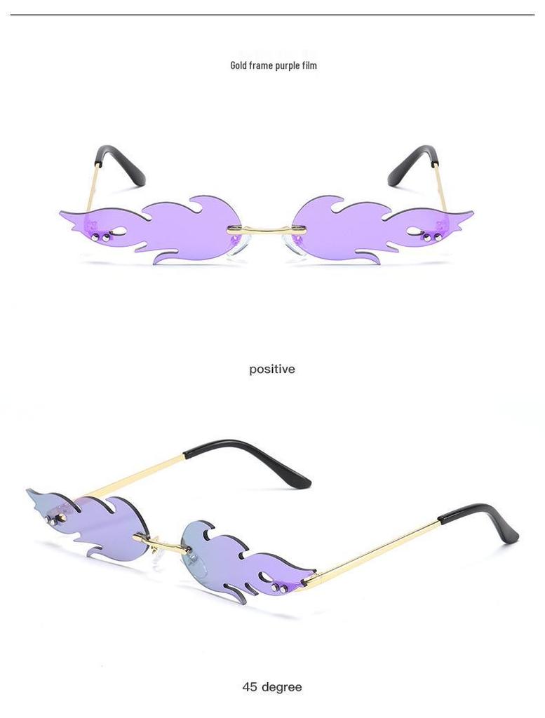 Flame Sunglasses: Dazzling Fireworks Colors, Silver Metal Frame - Perfect for Women's Parties and Bars