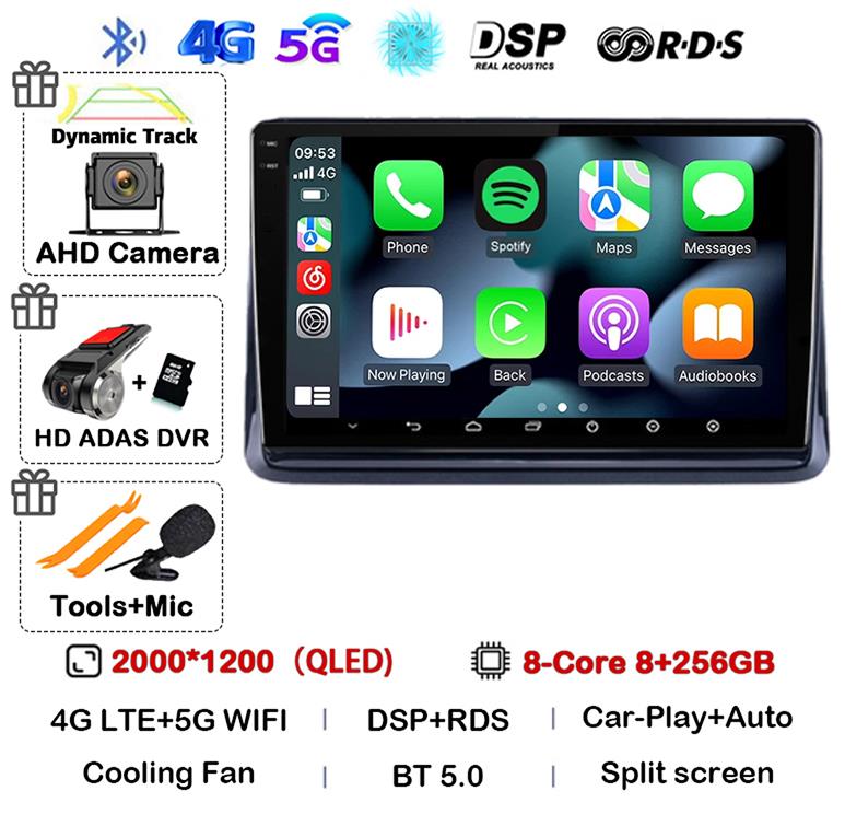 Android14 2din Auto For Toyota Noah Esquire Voxy 2014 2015 2016 -2020 Car Radio Multimedia Player GPS Navigation Support Carplay