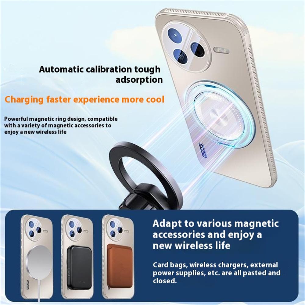 For Xiaomi Poco F7 Pro 5G/Redmi K80 5G Magnetic Case Kickstand TPU PC Heat Dissipation Phone Cover