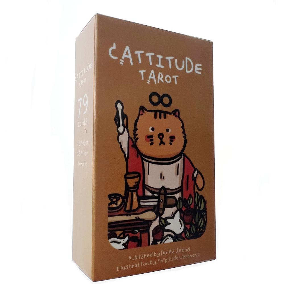 Cattitude Tarot Cards Guidebook Cute Cat Card Game Tarot Deck with PDF New Beginner Divination Oracle Party Game Occult