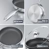 26/28cm With Glass lid Frying Pan Stainless Steel Cooking Pot Non Stick for Cooking Steak Pancake Egg for induction Cooker