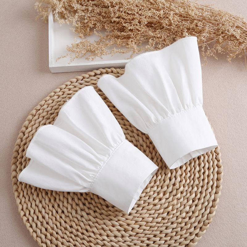 

New White Pure Cotton Cloth Fake Sleeve Accessories Simple Temperament Graceful Bell Sleeve Three-Dimensional Lace Decorative Cuff Cotton White All yards