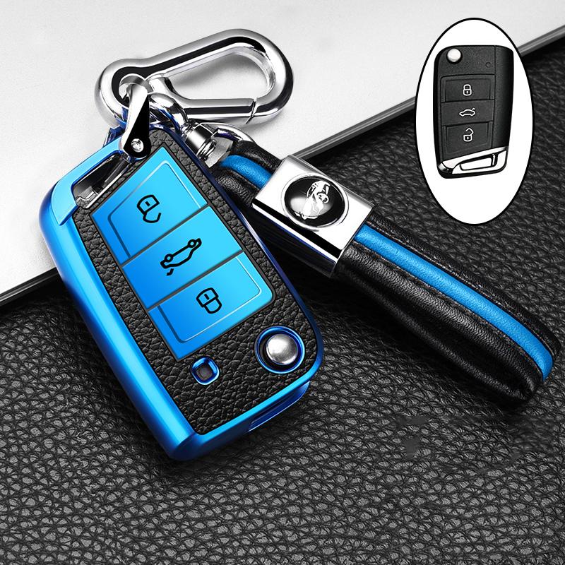 For VW Polo Skoda Octavia A7 Kodiaq Seat Ateca Leon Golf 7 MK7 VII Tiguan Soft TPU Car Key Cover Case Shell Fob Holder Protector