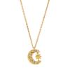 Elegant Moon Sun Pendant Necklace - High-End European and American Style Clavicle Chain for Women