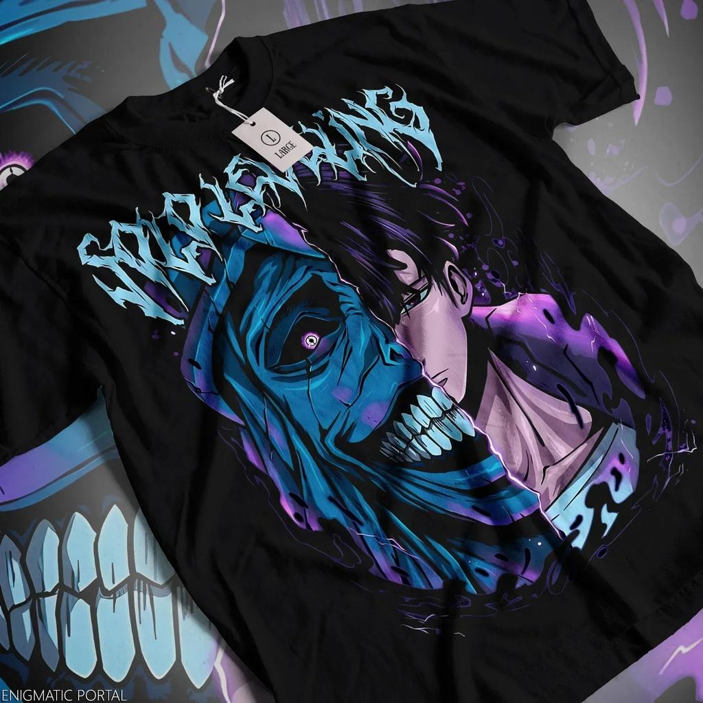 Solo Leveling Arise Schatten Anime T-Shirt Herren Damen Sung Jin-woo Kurzarm Übergroß Locker Baumwolle Herrenbekleidung Top T-Shirts