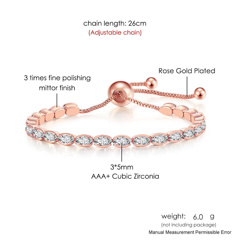 Popular Single-Row Egg-Shaped Zircon Bracelet Women'S Adjustable Tennis Chain Crystal Jewelry