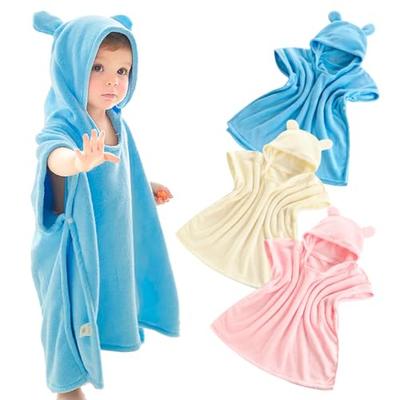 [SOWAKA] Baby Bathrobe Kids Poncho One-Person Baby Shower Towel with Buttons Quick-Drying Bath Towel Sleeper (Beige M)