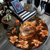 Orange Cat Round Area Rug,Carpet Rug for Living Room Bedroom Sofa Playroom Decor,Non-slip Floor Mat