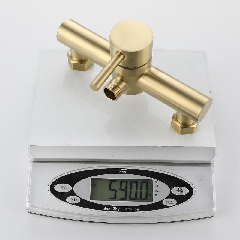 Tuqiu Brushed Gold Bathroom Shower Faucet Set Wall Mounted Shower Faucet, Bathroom Cold and Hot Bath and Shower Mixer Taps Brass