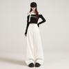 Women's 2025 Retro White High-Waist Wide-Leg Drapey Floor-Length Jeans