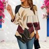 Ladies Plus Size Three Quarter Sleeve Shirt Pointed Hem Loose Breathable Casual For Office Daily Wear