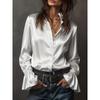 BITCED Women's Fashion Casual Solid Color Print Long Sleeve O-Neck Blouses & Shirts International Design