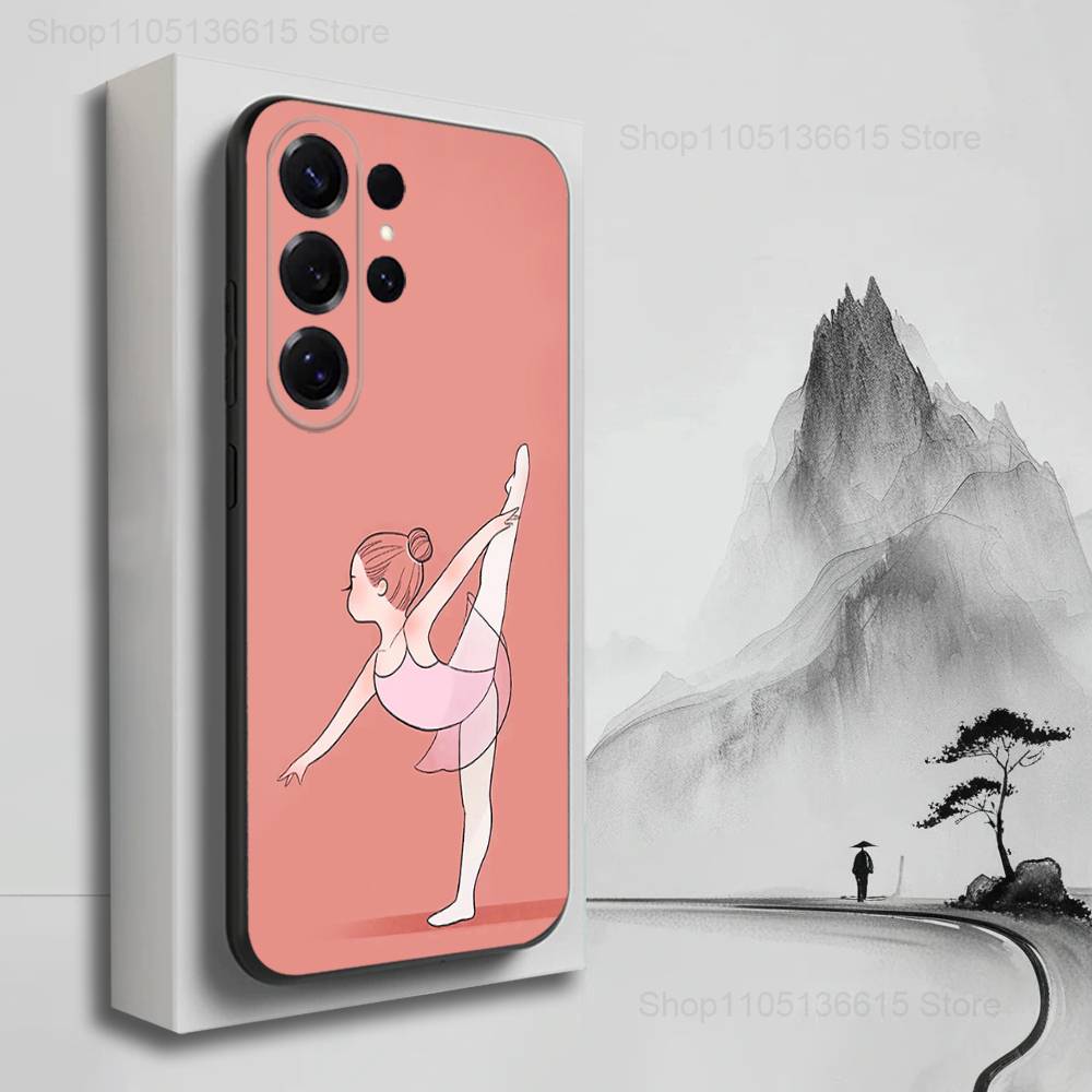 Ballet Art Girl Cute Phone For Samsung S25,S10,S20,S10,S21,S9,S24,S23,Ultra,FE,Plus,Lite,Soft Silicone Black Cover