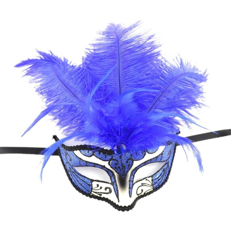 Feathered Masquerade Mask for Women Men Halloween Masquerade Cosplay Mask Half Face Mask Halloween Mask