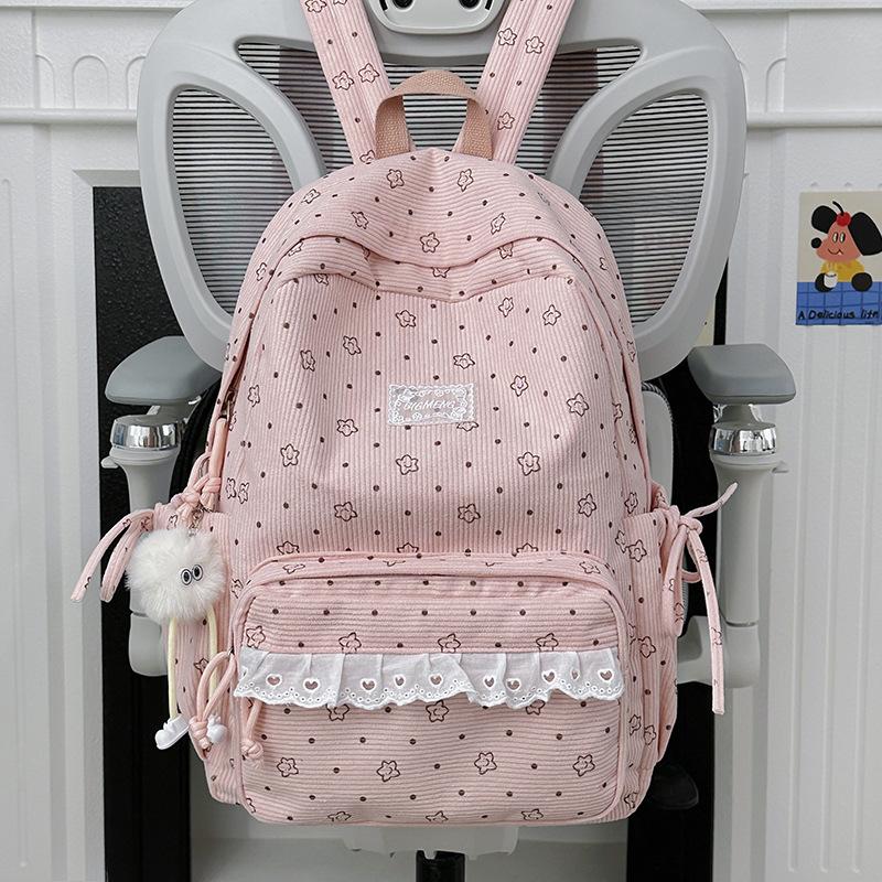 Schoolbag New Backpack Female Korean Version Ins Literary Small Fresh Wind Junior High School Student Backpack Large Capacity Casual Backpack
