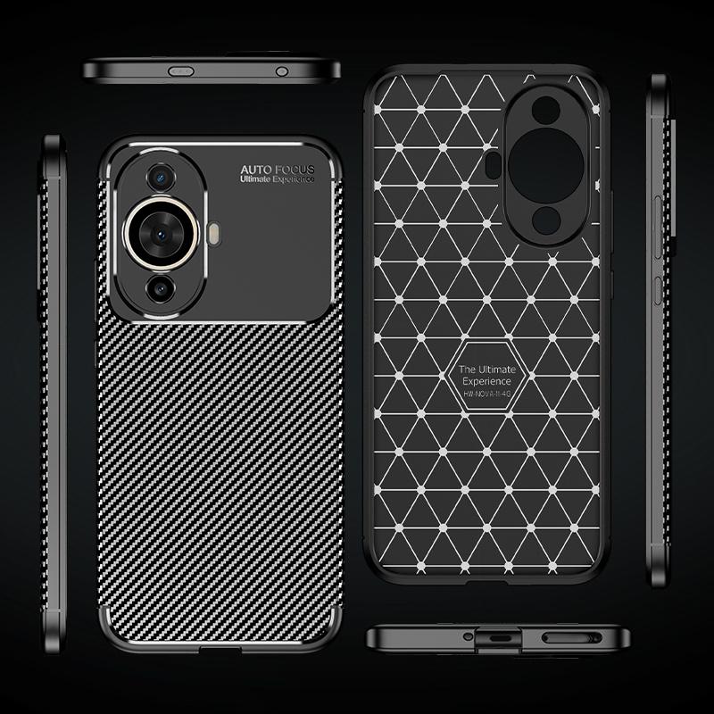 For Huawei Nova 12S Case Cover Huawei Nova 12S Capa Carbon Fiber Texture Bumper Shockproof TPU Soft Cover Huawei Nova 12S Funda