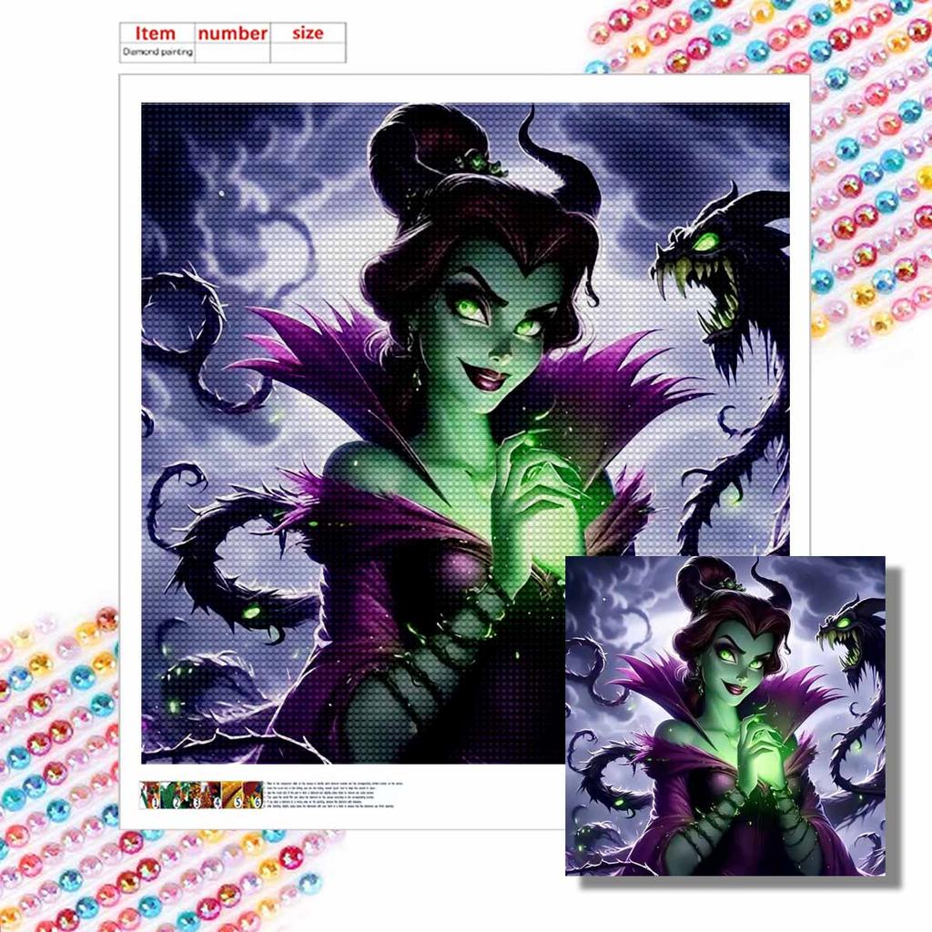 5D DIY Diamond Painting Decorative Evil Witch Full Round Drill Scenery Diamond Embroidery Cross Stitch Kits Home Decor Gift
