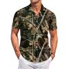 Camisa casual de manga corta para hombre con estampado de camuflaje, diseño de botones, adecuada para el uso diario, actividades al aire libre y viajes.
