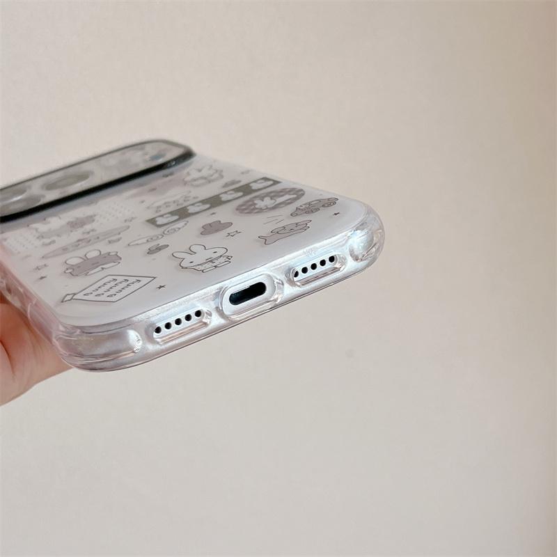 Kawaii Cartoon Rabbit Starry Sky Phone Case for iPhone 16 15 14 13 17 Pro Max INS Style Soft Silicone Shockproof Cover Funda
