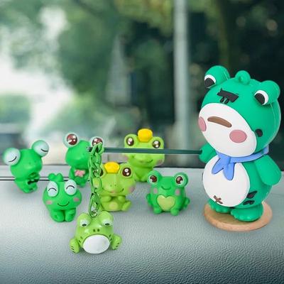 Frog Prince Mini Sculpture Car Centre Console Creative Jewelry Home Garden Desk Decoration DIY Cartoon Doll Crafts Ornament