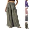Women's Plaid Loose-fitting Casual Pants, Elastic Waistband, With Pockets