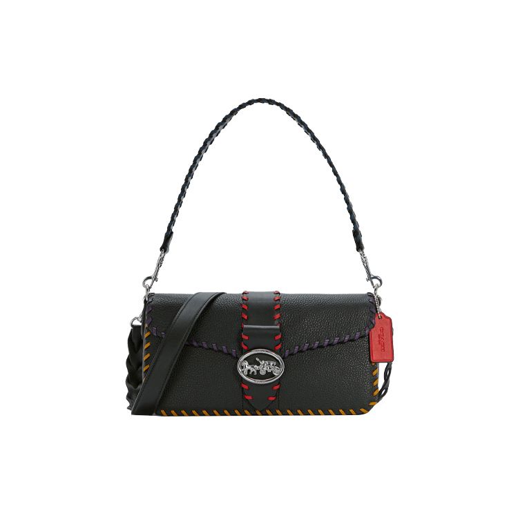 

Coach Georgie 27 Solid Color Color Block Stitching Flap Crossbody Bag Women Shoulder Bag Black C5790-SVA47 Basic Set (Bag+Dust Bag)