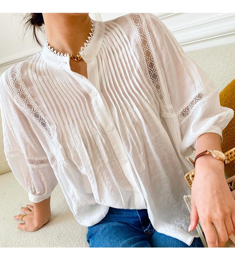 Women s French Style White Summer Shirt Small