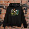 Embroidered Floral Garden Hoodie Colorful Wildflower Graphic Unisex Black Sweats