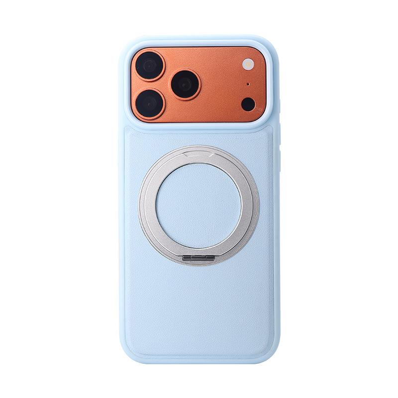 New Applicable Apple 18promax Leather Pattern Mobile Phone Case Rotating Magnetic Suction Bracket Iphone17 Leather Protective Case