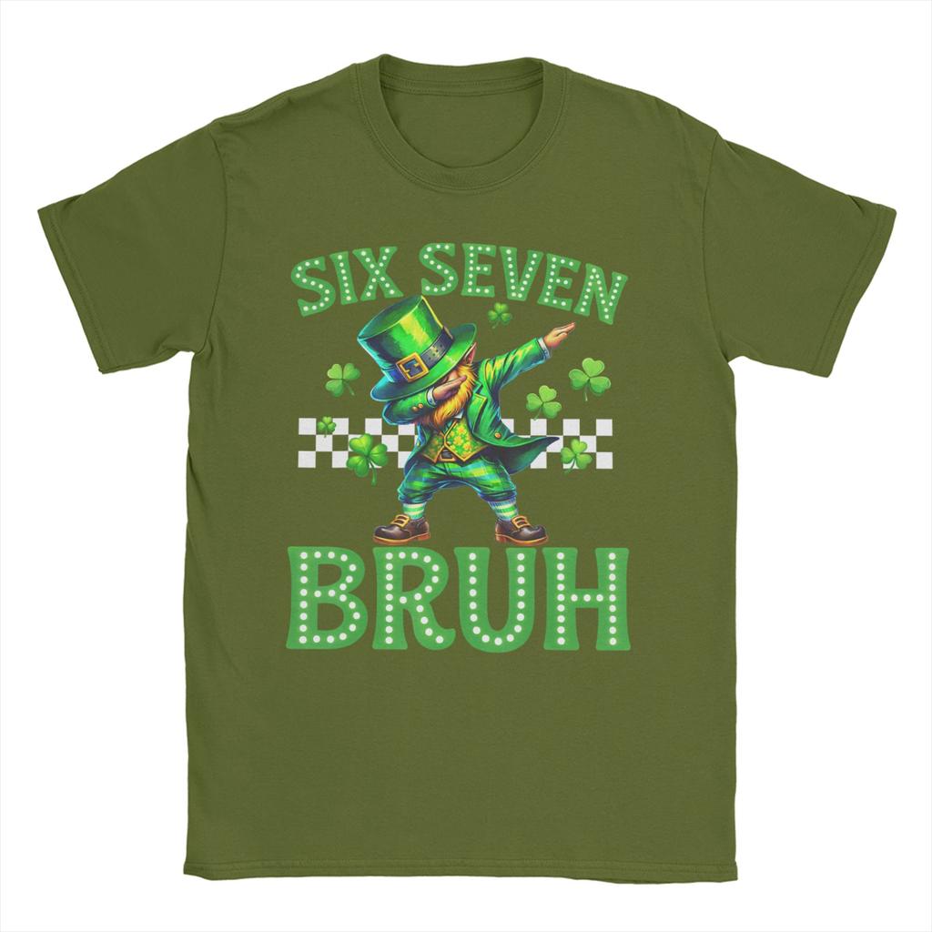 Funny Meme Six Seven Bruh St Patricks DayTShirt Summer Pure Cotton TShirts Unisexs Harajuku Casual TShirt ShortSleeve