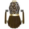Girls Prehistoric Costume Leopard Print Dress with Built-in Briefs & Oversleeves Metallic Gloss for Performance