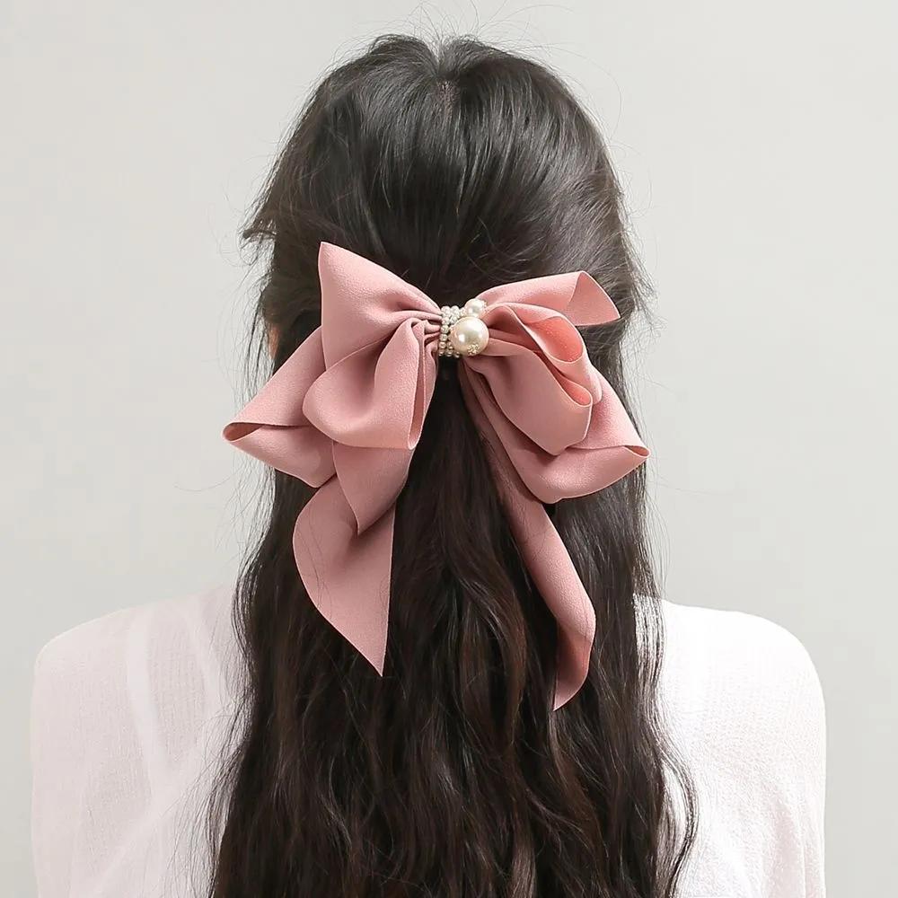 Hairpin Ribbon Pin Angel Scrunchie Butterfly Pearl Automatic Hairpin Pink Vidastory