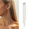 Unique Long Tassel No Piercing Ear Clip Earrings for Women New Gothic Copper Color C-Shaped Ear Cuff Fashion Zircon Gift