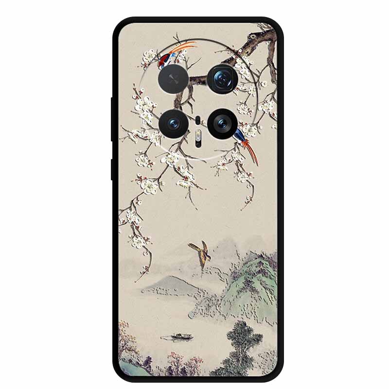 6.71" For Honor Magic8 Pro 5G Case 3D Emboss Relief Flower Black Silicone Soft Back Cover Case For Honor Magic 8 Pro Case Shells