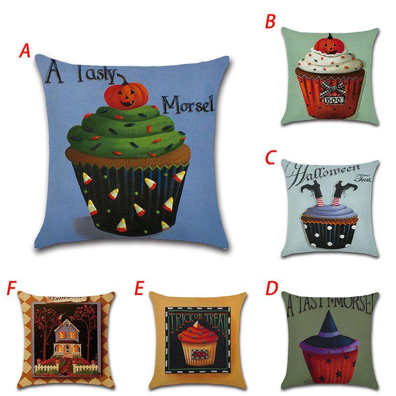 Kürbiskuchen Leinen Kissenbezug für Halloween Heimdekoration**