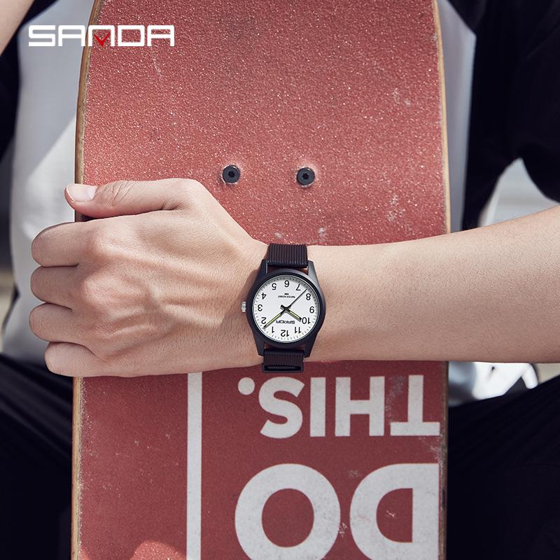Sanda Quartz Double Calendar Waterproof Couple Wristwatch