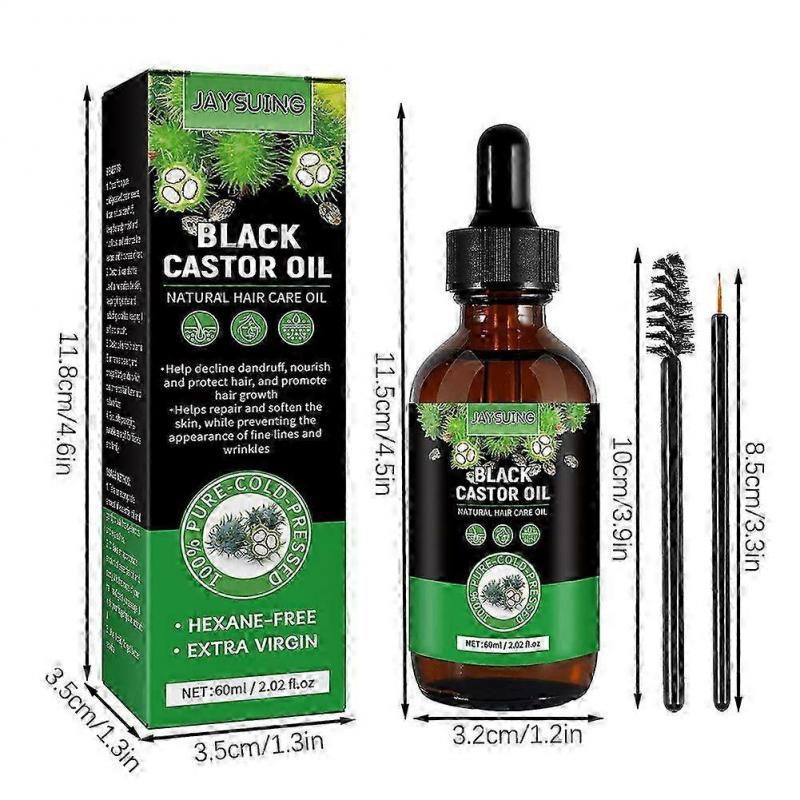 Black Castor Oil for Long Thick Hair, Smoothing Dry Hair Deep Nourishing Natural Hair Oil, Hair Growth Treatment for Men Women